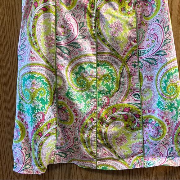 Chadwick’s Pink & Green Paisley Print Skirt Women's Size 8 w/ Side Zipper - Picture 3 of 7